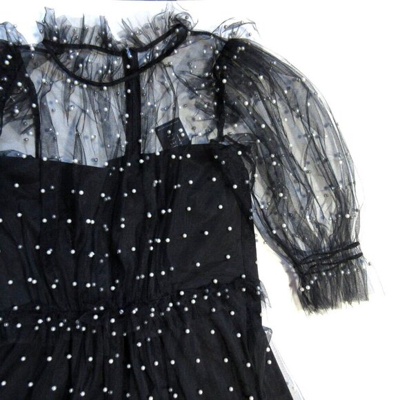 NWT Hunter Bell Bennett in Black Pearl Embellished Mesh Tulle Maxi Dress 12 - Picture 3 of 6